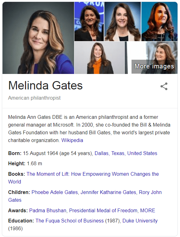 Short biography of Melinda Gates