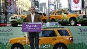 The purple branding colour behind the Yahoo logo