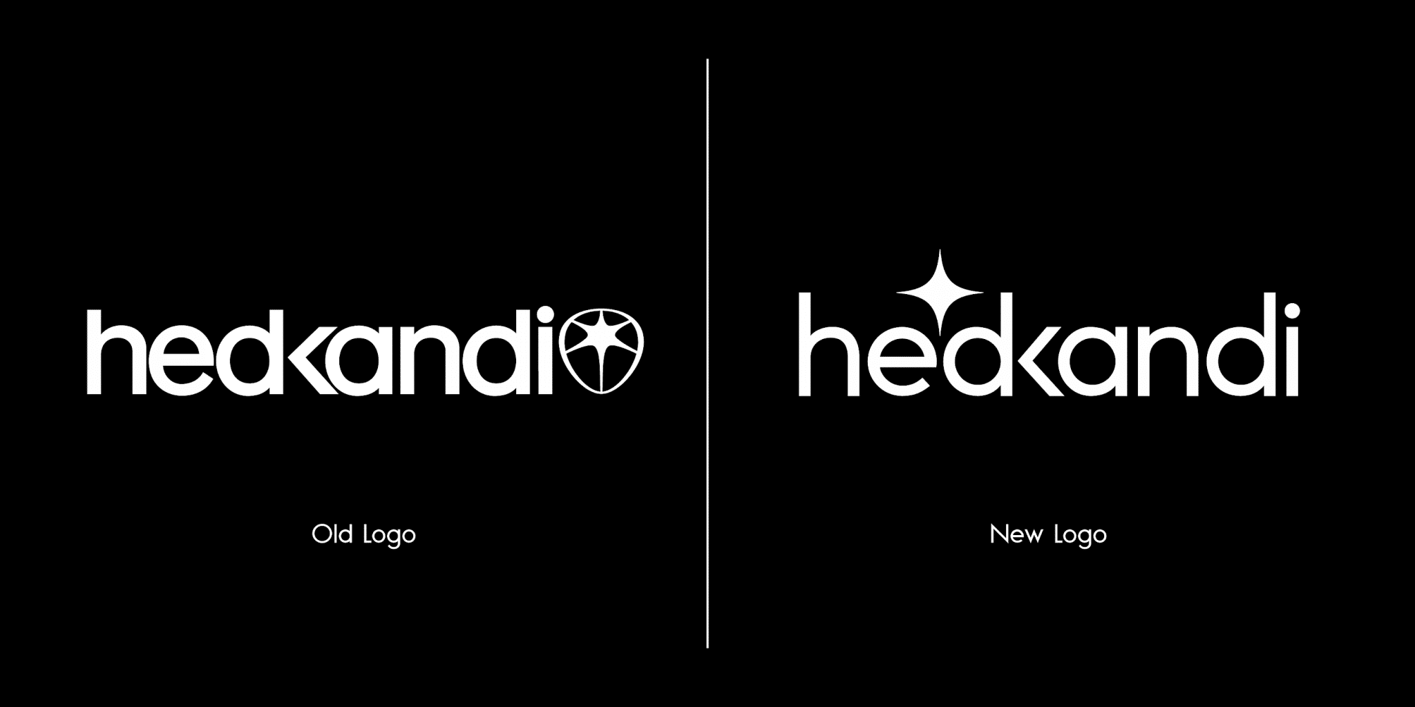Hedkandi logos before and after.