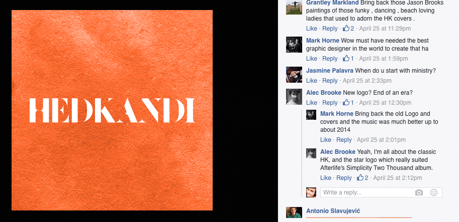 Hedkandi critiscism on Facebook due to rebranding logo