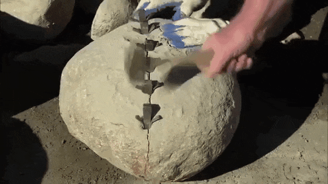 splitting rock in half (gif) image