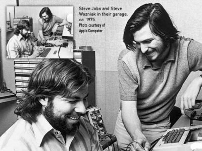 Photo of young Steve Jobs & Steve Wozniak (co-founders of Apple)