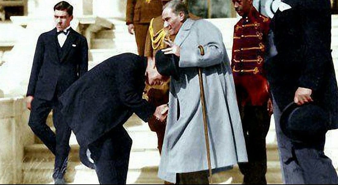 King Edward VIII kissing Mustafa Kemal Ataturk's hand