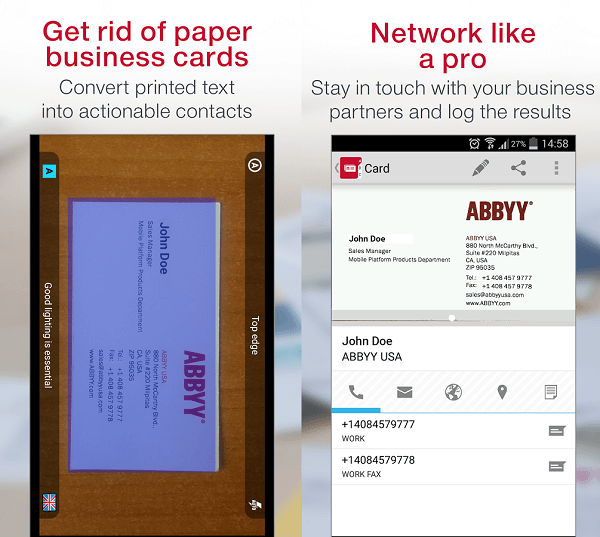 business card reader android app