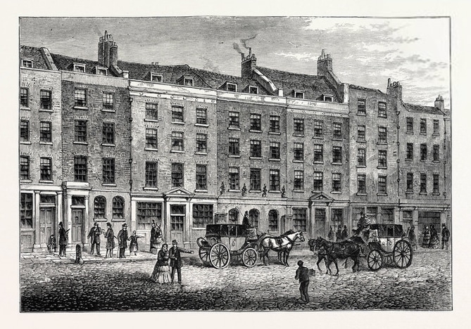 Hoare's Old Banking House from a Drawing by Shepherd 1838 in the Crace Collection London