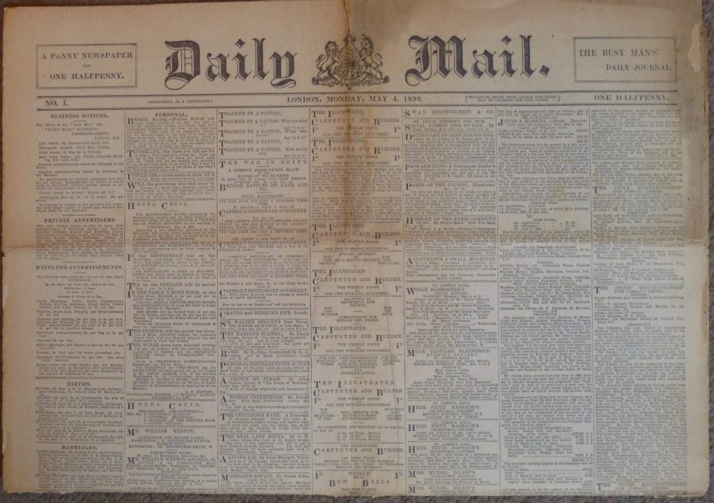 Daily Mail first edition 1896