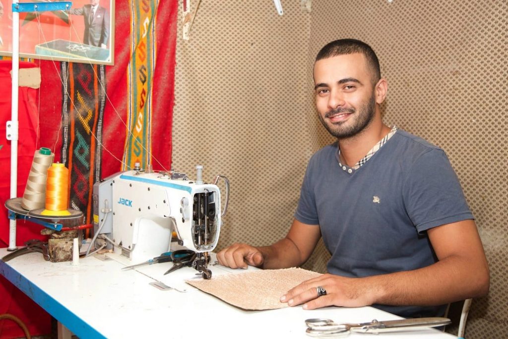 Silatech Beneficiary: Mohammed Al-Ribahi - Marrakesh, Morocco. Young Entrepreneur trained and supported to open his own small Traditional Leather Handcraft Workshop.