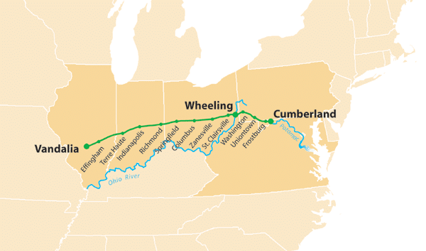 Map of the American National Road