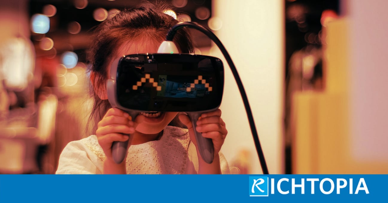 Photo of a girl wearing a VR headset