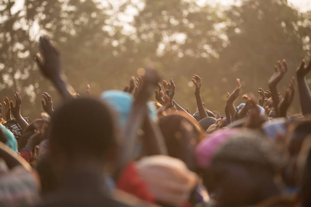 Hands of a crowd of people in Africa