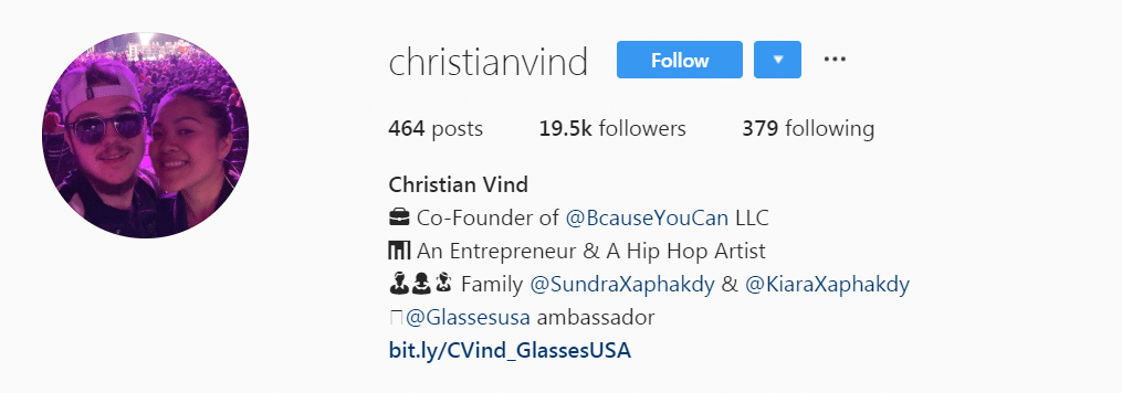 Christian Vind (Instagram Profile: September 2019)