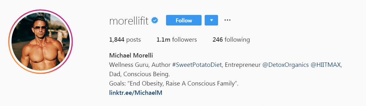 Michael Morelli (Instagram Profile: September 2019)