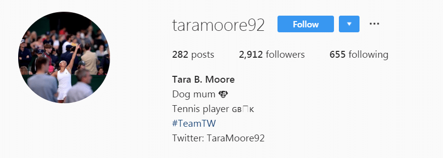 Tara B. Moore (Instagram Profile: September 2019)