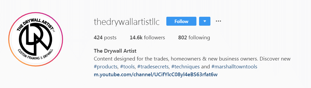 The Drywall Artist (Instagram Profile: September 2019)
