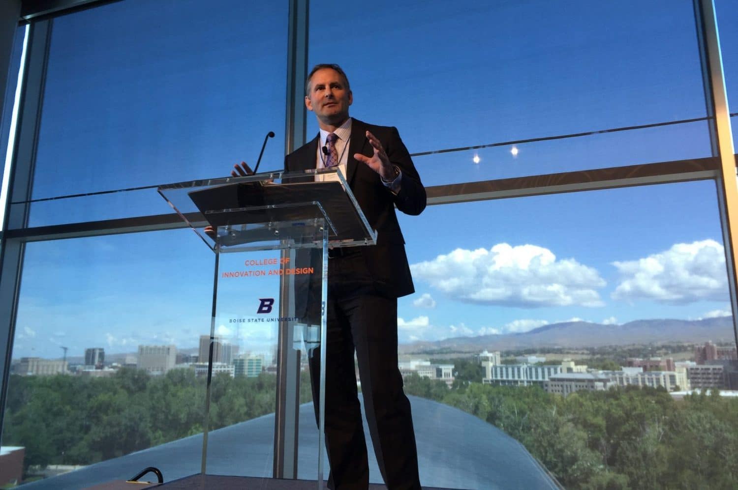 Patrick Mullane from HBS Online, speaking at Boise State University