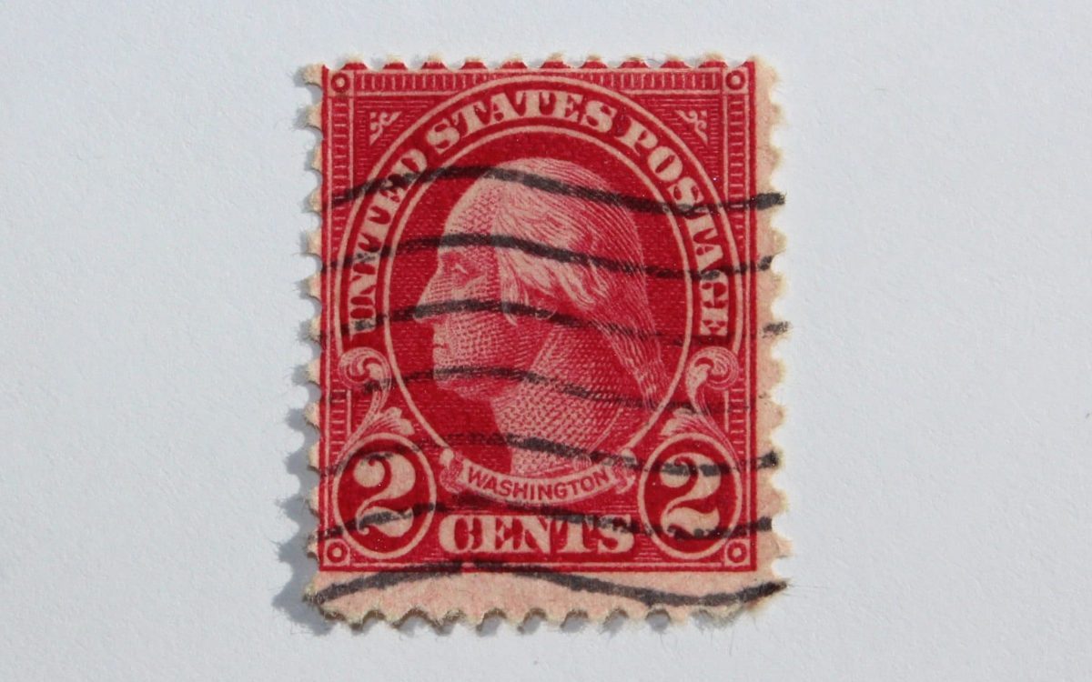 USA postage stamp with George Washington photo